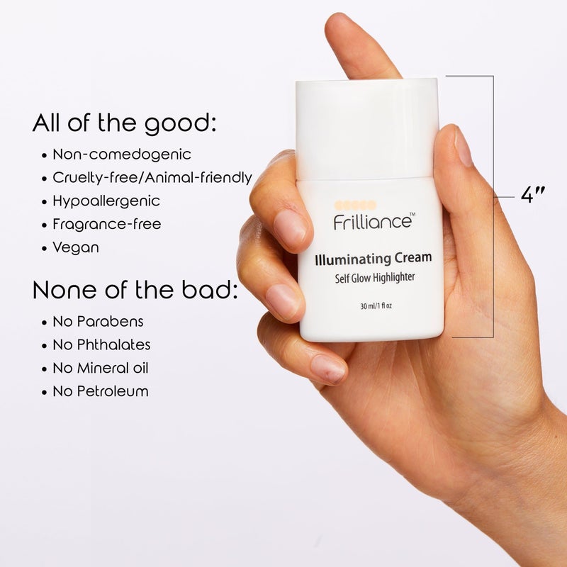 Frilliance Illuminating Cream, Hydrating Self Glow Highlighter, Cruelty Free Hypoallergenic for Teens of All Skin Types, 30 ml / 1 fl oz - Image 3